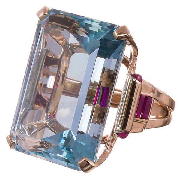 

wedding rings 2021 arrival luxury rose gold blue color engagement ring for women lady anniversary gift jewelry r5468, Slivery;golden