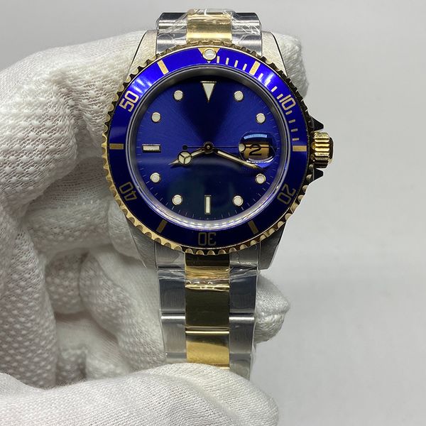 

vintage luxury watch bp factory blue bezel half gold blue dial swiss 3135 movement 40mm men's automatic watch, Slivery;brown
