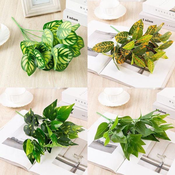 

artificial plants green grass plastic flower fake leaf plant for home garden decor plastic grass simulation leaves green plants