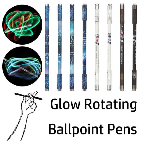 Гель -ручки ученик 12 созвездий красочный вспышка вращающегося ручки светодиодные светодиодные светодиод