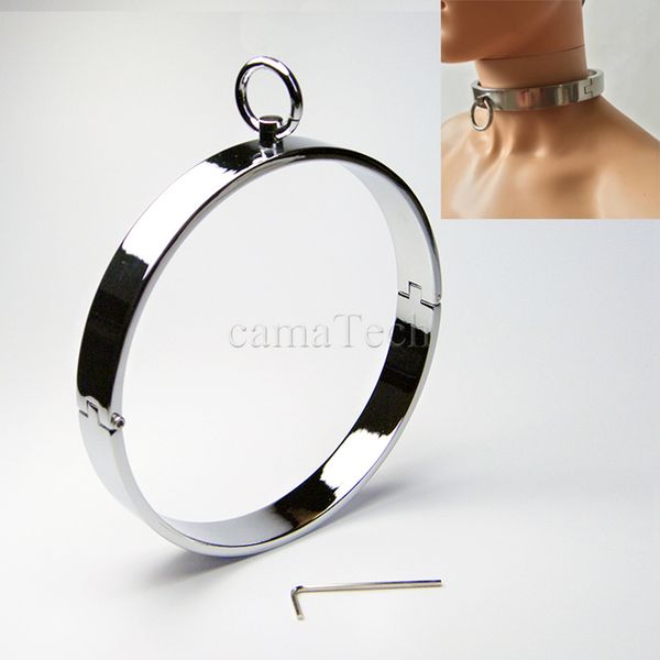 

camatech dia.14cm metal locking neck collar restraint stainless steel premium bondage neck choking rings slave lockable nacklace