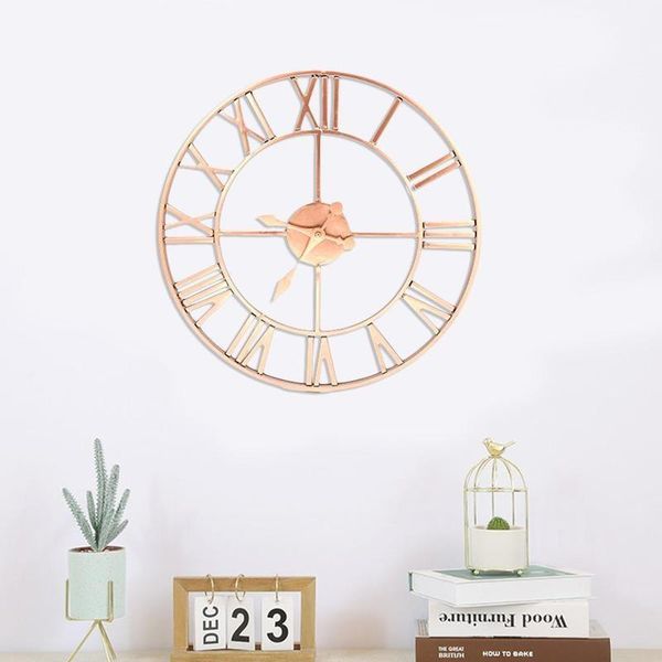 

wall clocks creative fashion modern round metal clock soldering process very durable for study room offices living rooms cafes 40cm