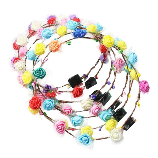 

party decoration 10pcs/pack led light po props artificial flower crown glowing wreath travel decorative apparel accessories headwear outdoor