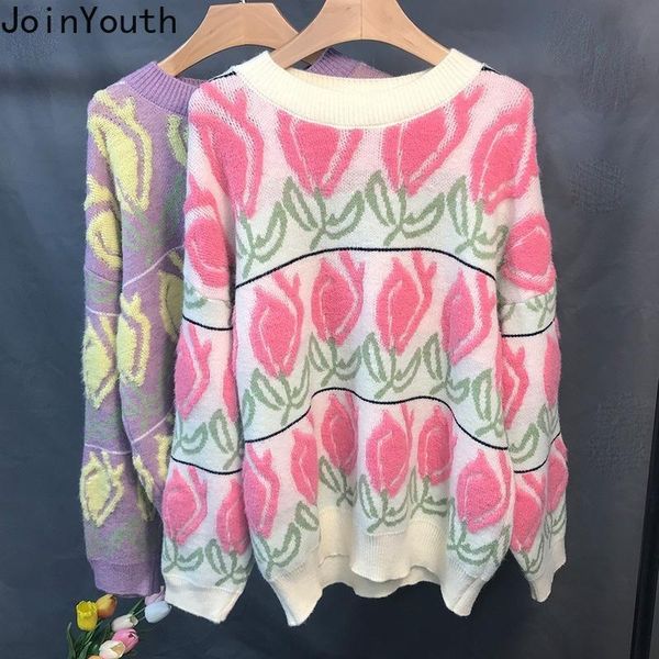 

women's sweaters joinyouth o-neck pullovers women knitted sweater sweet cute sueter korean oversized ropa mujer loose print weater ladi, White;black