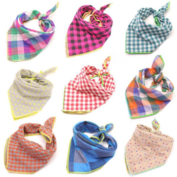 

baby bibs infant burp cloths newborn accessory boys girls accessories double-sided cotton children triangular towel plaid kids feeding b7094