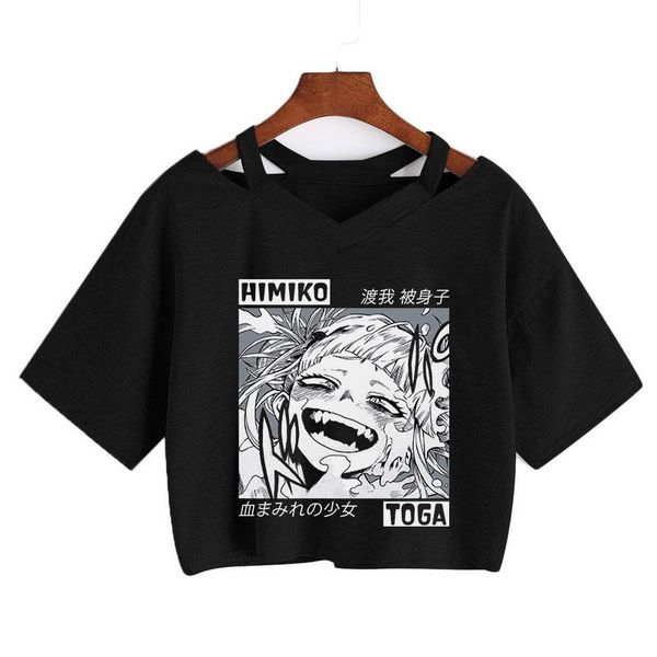 

women's t-shirt my hero academia harajuku funny print t shirt women gothic punk crop summer ulzzang himiko toga short sleeve cropped t, White