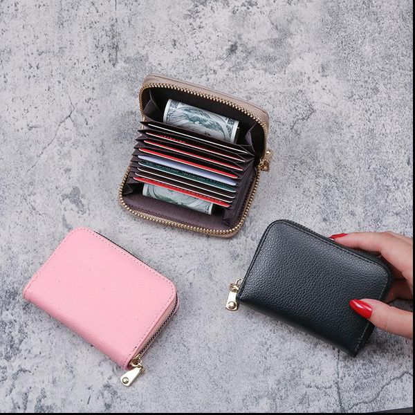 

solid color credit card holder mini organ bag women wallets zipper case coin purse money, Red;black