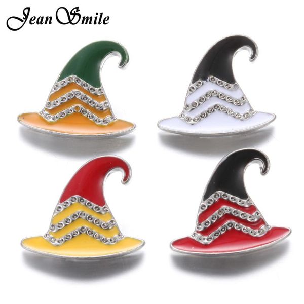 

charm bracelets 10pcs/lot 18mm metal snap buttons christmas hat rhinestone jewelry fit bangle for, Golden;silver