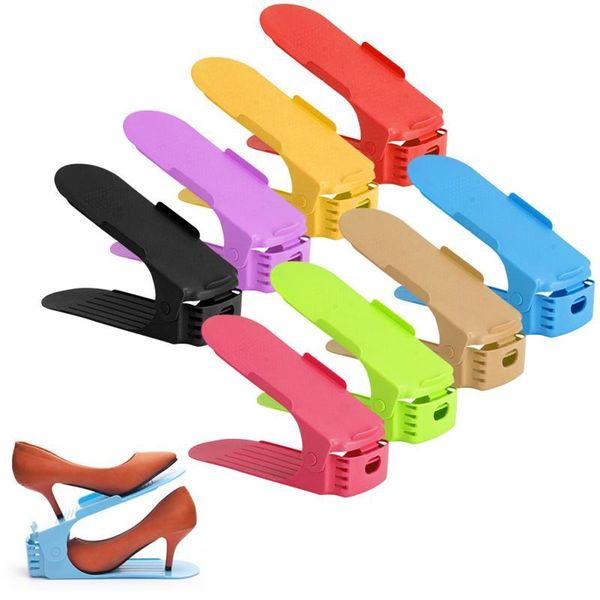 

25*10*18 cm double-layer shoe organizer shoebox rack adjustable footwear support slot space saving cabinet storage rack