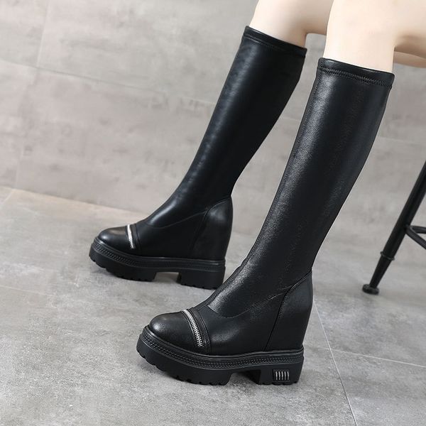 

female high heavy heels caused shoes sliding swonco boots 41j7, Black