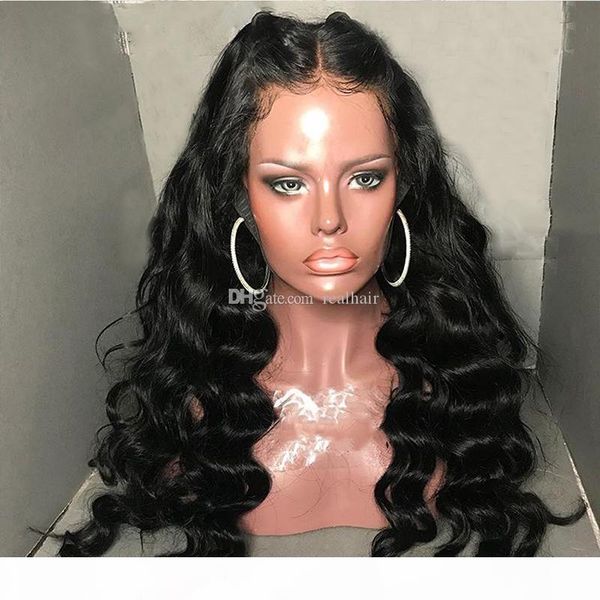 

9a loose deep wave lace front wig with baby hair pre plucked brazilian virgin full lace human hair wigs for black women, Black;brown