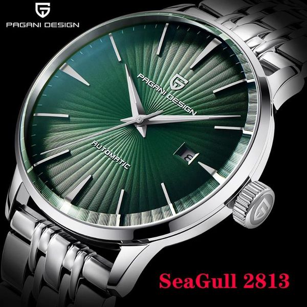 

wristwatches pagani design men's mechanical watch stainless steel waterproof automatic date business fashion sports reloj hom, Slivery;brown