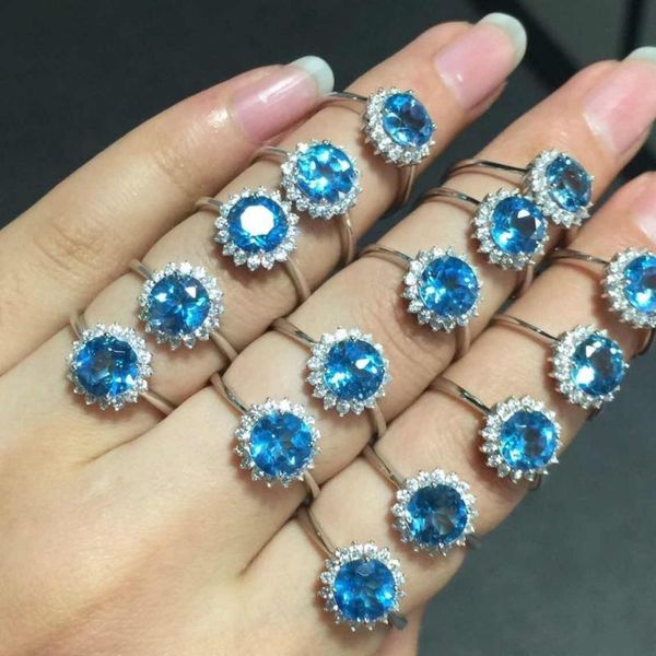 

cluster rings [meibapj] natural z gemstone sunflower round ring for women real 925 sterling silver fine party jewelry, Golden;silver