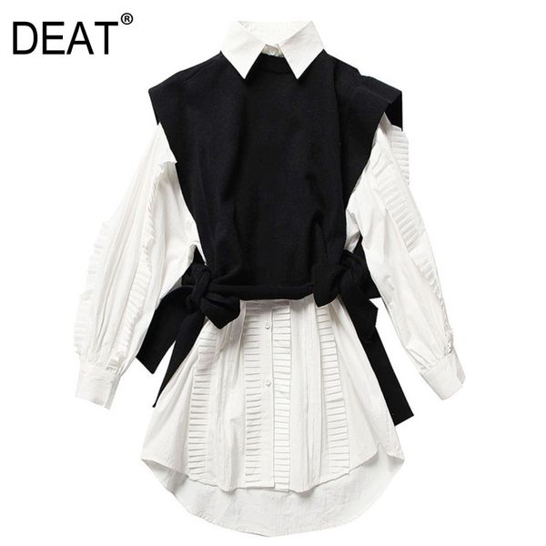

deat 2021 new spring fashion women clothes round neck sleeves knits vest turn-down collar ruffles single breasted dress we12800m 210303, Black;gray