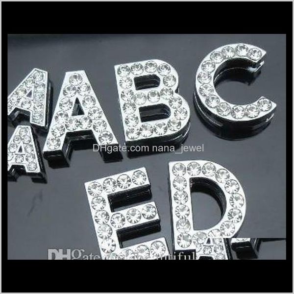 

wholesale 130pcs/lot 18mm a-z full rhinestones slide letter fit for 8mm diy keychains wristband 0001 lrc8o r2iml, Bronze;silver