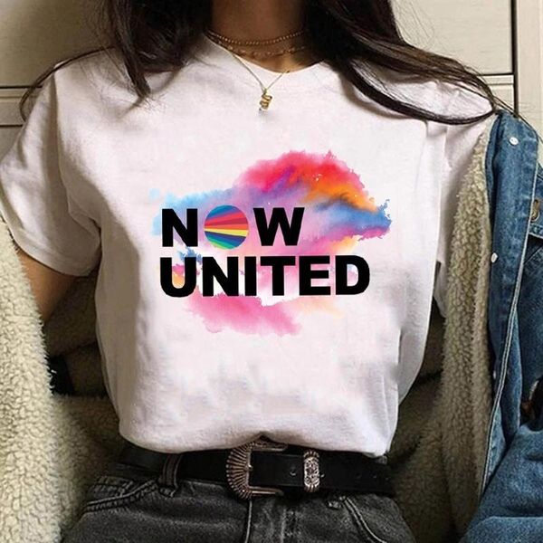 

women's t-shirt now united group aesthetic graphic printed t shirt women fashion hip hop streetwear hipster female summer white tshirt