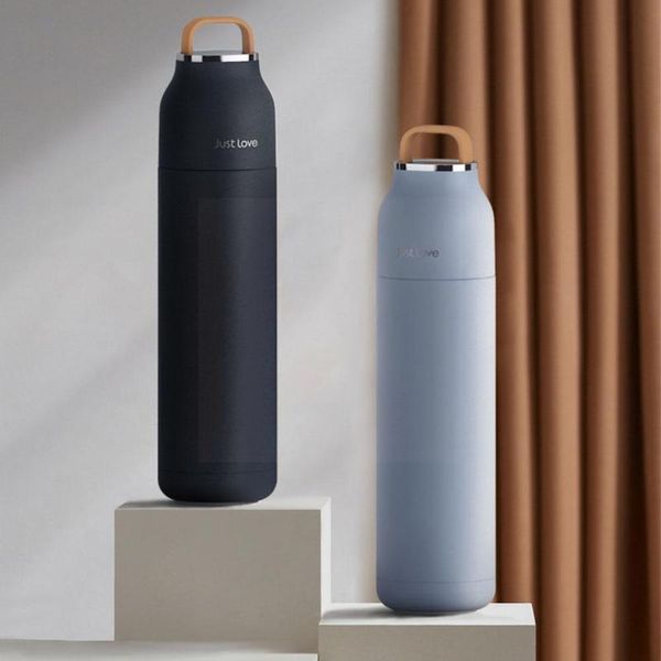 

water bottles 500ml coffee cup travel mug anti-rust steel novelty straight mouth airless portable bottle insu j1o3