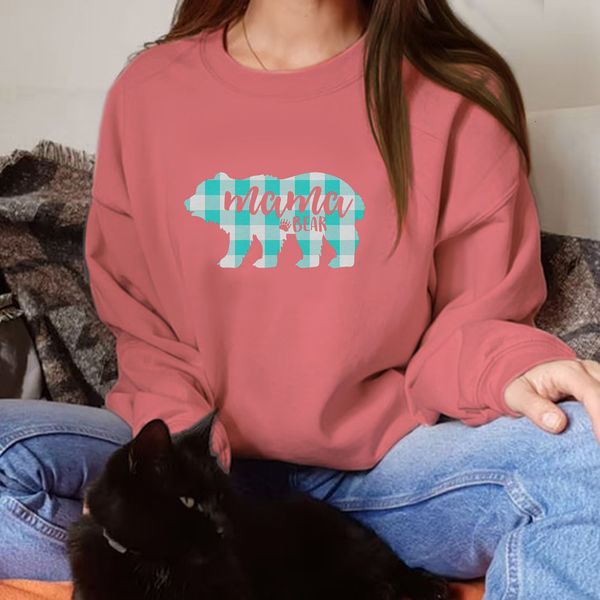 

autumn women's bear print casual loose round neck long sleeve sweater, Black