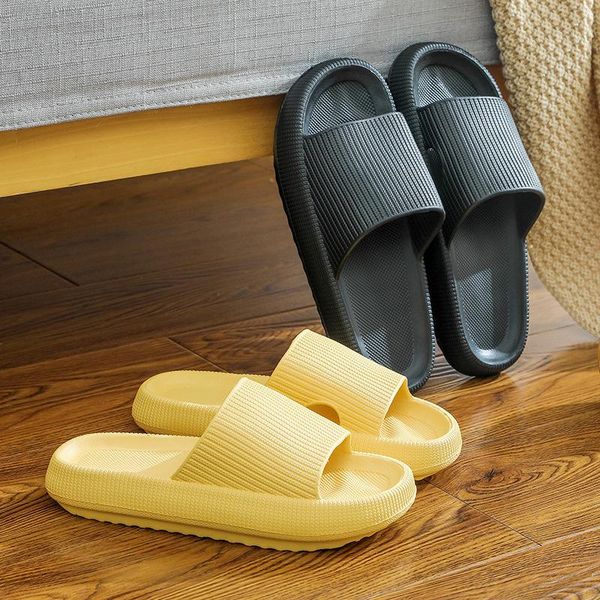 

slippers eva mute summer platform for women thick bottom indoor soft bathroom slipper anti-slip lightweight men /ladies, Black