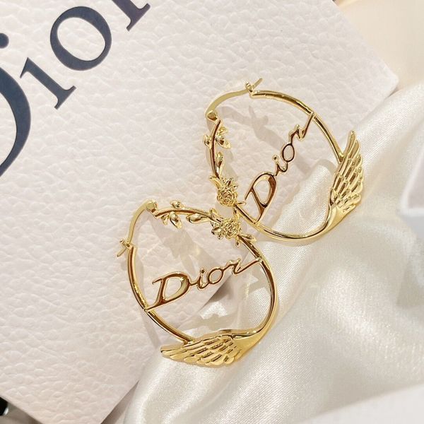 

backs earrings d family 21 wing letters vine women's gold s925 silver needle, White
