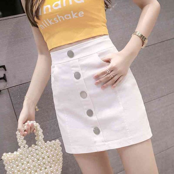 

summer womens ladies a-line pencil denim min skirt high waist jeans harajuku pockets skirt black white 210608