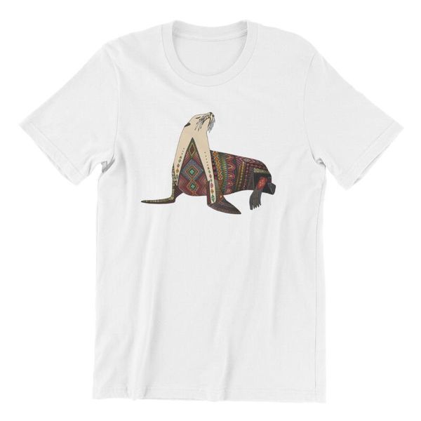 

men's t-shirts t-shirt sea lion black punk cute tees 45749, White;black