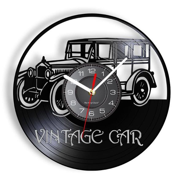 

wall clocks vintage car automobile laser cut longplay clock garage decor autocar retro vehicle re-purposed record