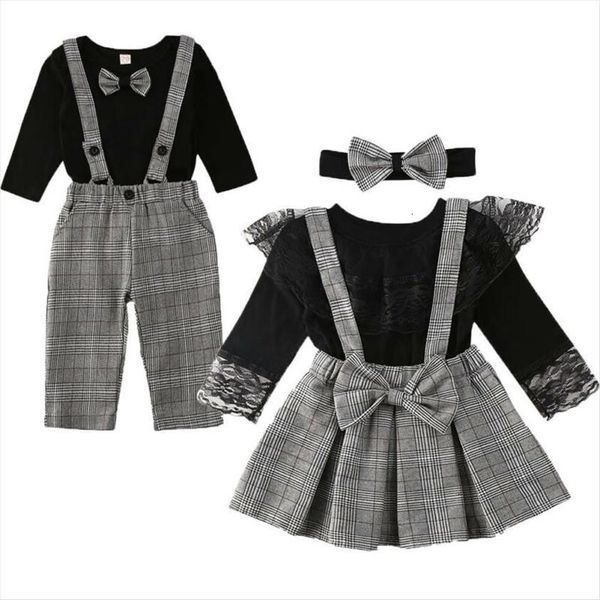 

baby kid costume outfits family clothing brother sister romper overall skirt set, White