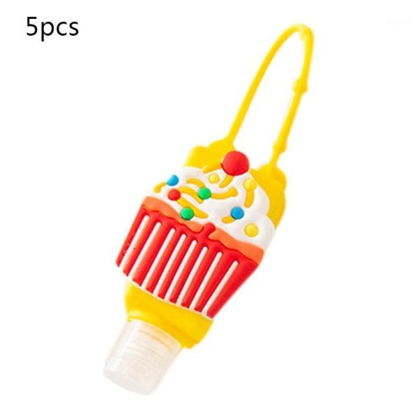 

storage bottles & jars 5pcs hand sanitizer refillable empty bottle with cartoon fruit silicone cover