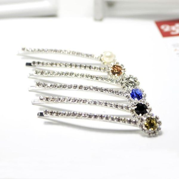 

one word clip imported rhinestone hair accessories hair tie factory direct sales products dmfj187 mix order hair clips & barrettes, Golden;silver