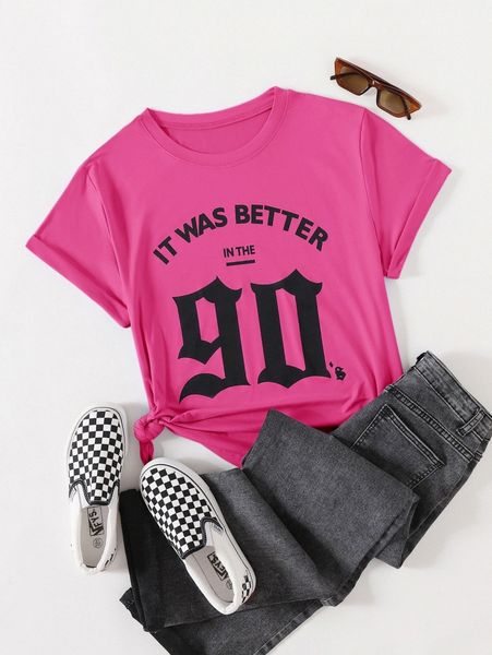 

plus slogan graphic tee 428r#, Black