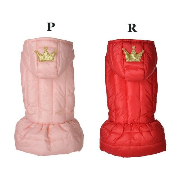 

dog apparel pet girl cute crown warm two-leg clothes autumn and winter puppies pure cotton thick dress