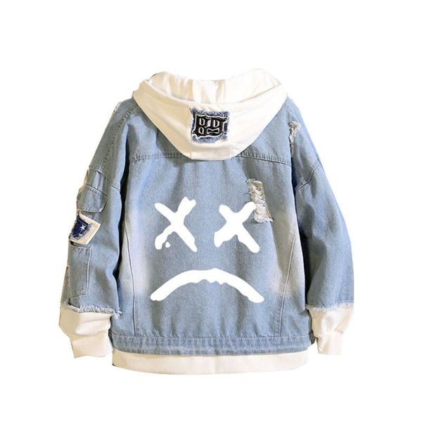

hip hop lil peep men women denim jacket fashion hoodie sudaderas cry baby sweatshirt teens coat cosplay hoody pu, Black