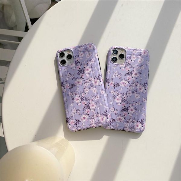 

cell phone pouches purple lavender floral cases for 11 pro max paper clip fashion soft imd case 7 8 plus x xr xs cover