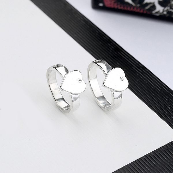

new women heart finger ring letter heart ring with stamp fashion jewelry accessories gift for love girlfriend, Silver