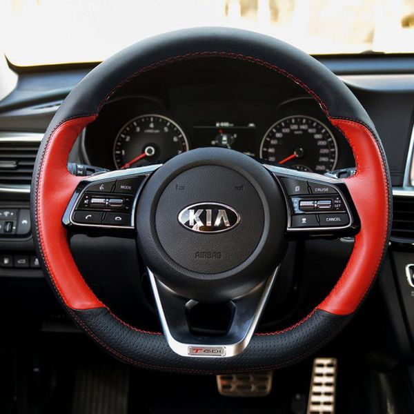 

steering wheel covers for kia soul cerato sportage optima k2 kx5 kx3 genuine leather hand sewn car cover diy handle customize