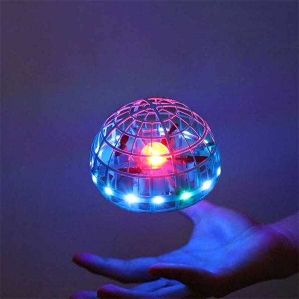 

flying ball spinner ufo boomerang soaring toy mini drone led hand gesture control gift toys for kid 211027
