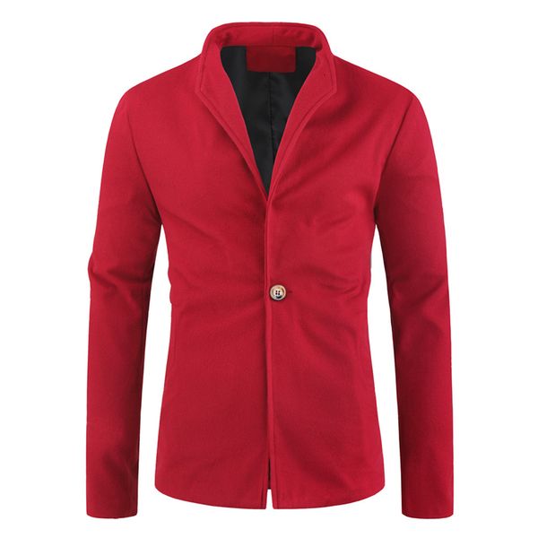 

2021 new fashion winter wool long sleeve regular fit solid v-neck coat cardigan windbreaker button men clothes 3c5m, Black