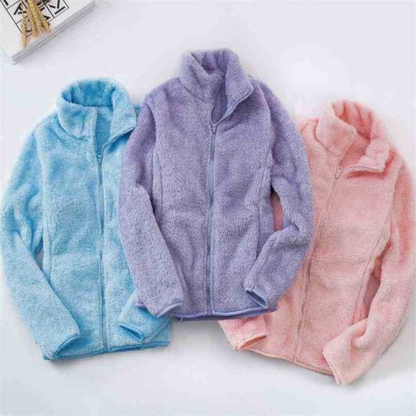 

spring autumn stand collar jacket woman casual harajuku fluffy jackets women plus size warm outwear ladies fashion coats 210525, Black;brown