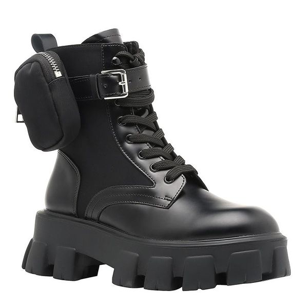 

boots black leather women's short pure british style 2021 autumn and winter