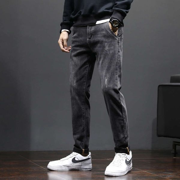

2021autumn and winter jeans straight loose casual new fashion brand pants stretch slim men's wear, Blue