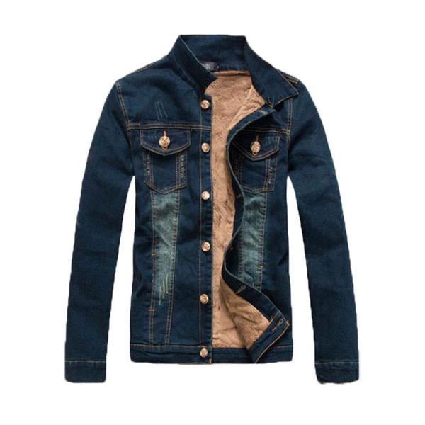

men's jackets mens winter jean outerwear warm denim coats men casual wool liner thicker fleece bomber, Black;brown