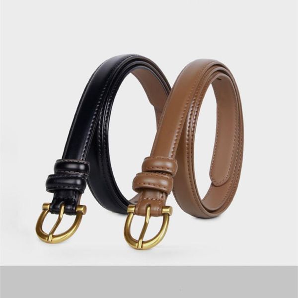 

belts fashion simplicity women retro genuine leather vintage goldenl buckle elegant straps jeans waistband 46001, Black;brown