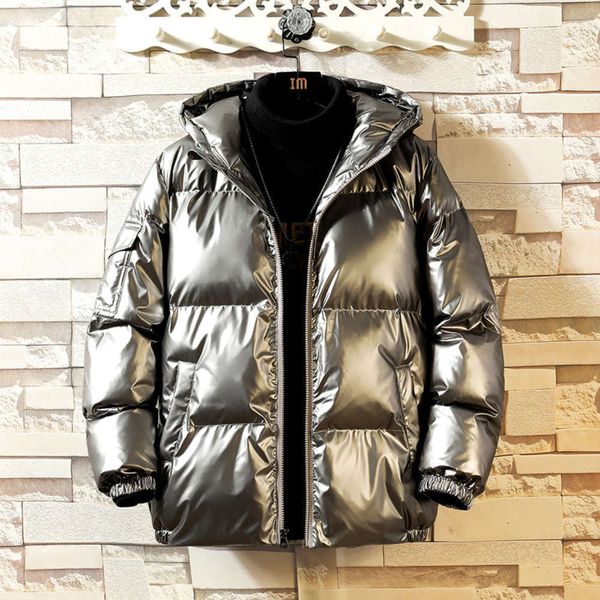 

2021down jacket 2020 new fashion brand winter wear large thickened hooded warm couple bright face coat men's tooling, Black