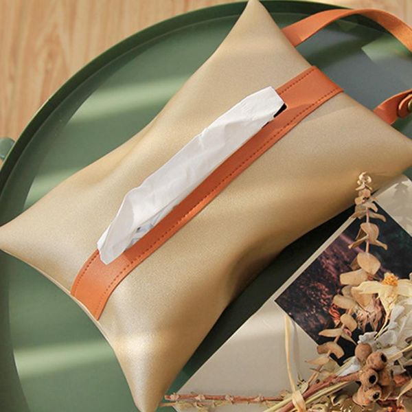 

tissue boxes & napkins simple hangable box pu leather household car towel napkin papers dispenser holder deskcase home decoration