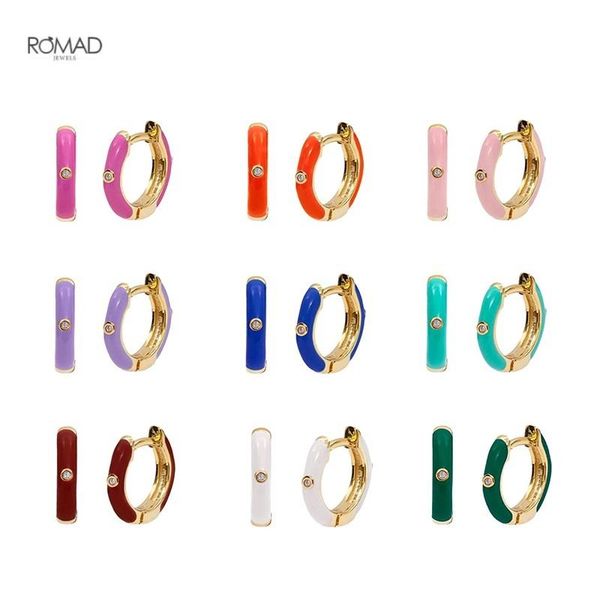 

romad 925 sterling silver round hoops earrings for women minimalism 9 colors piercing pendientes ohrringe earring fine jewelry, Golden;silver
