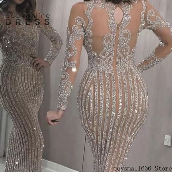 

gorgeous long sleeves high neck mermaid evening gowns see through lace formal prom arabic celebrity gowns sxm10, Black;red