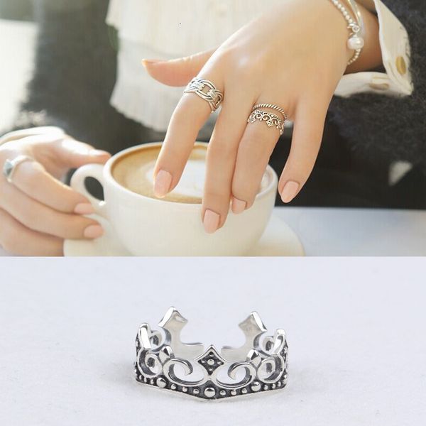 

tyj015 us version s925 sterling silver crown ring fashion creative joint ring