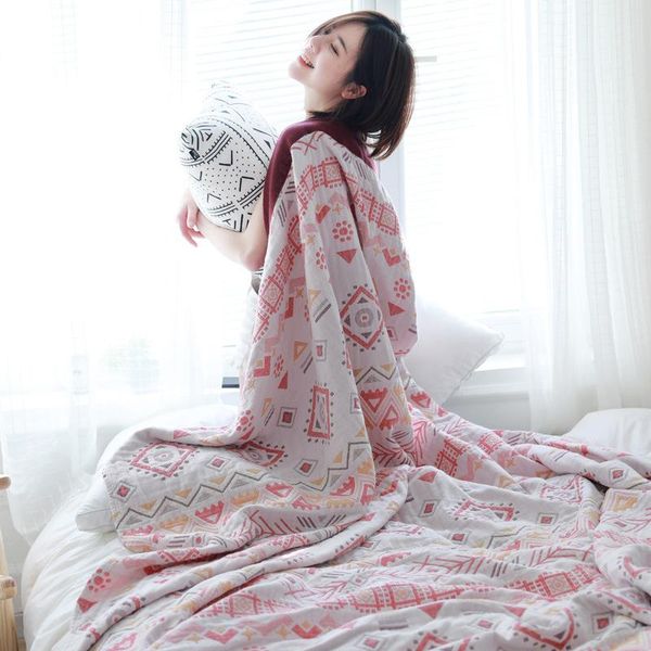 

100% cotton living room toweling coverlet travel breathable chic large throw blanket nap sofa cover