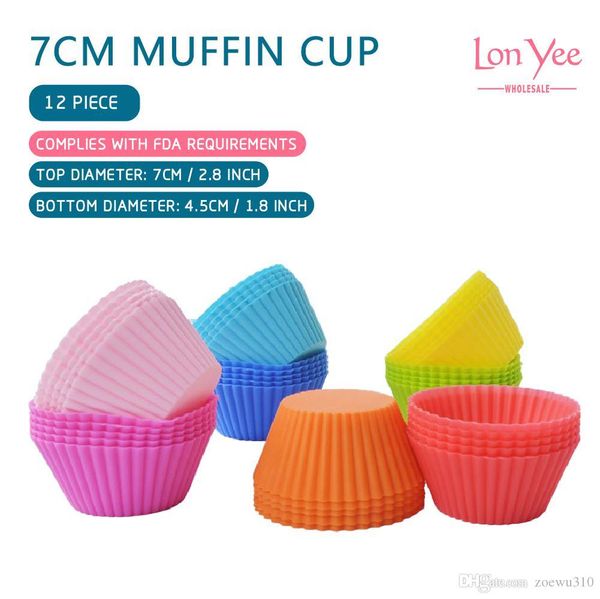 

12pcs/set silicone cake mold round shaped muffin cupcake baking molds kitchen cooking bakeware maker diy cake decorating tools yl0161